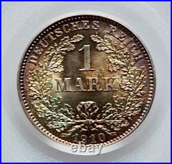 1910-D Wilhelm II Mark PCGS MS67 Munich Mint Beautiful Dual Side Rainbow Toned