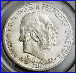 1912, Montenegro (Kingdom), Nicholas I. Large Silver 5 Perpera Coin. PCGS MS-61
