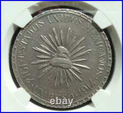 1914 Muera Huerta Durango Mexico $1 Peso Silver Revolutionary Beautiful AU55 NGC