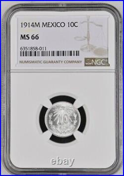 1914M Mexico 10 Centavos NGC MS66