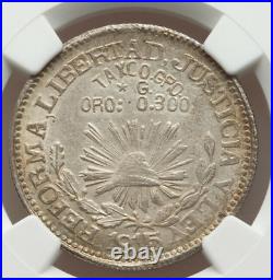 1915 Guerrero-Taxco Revolutionary Peso MS63 NGC, KM672. Star before Peso & G