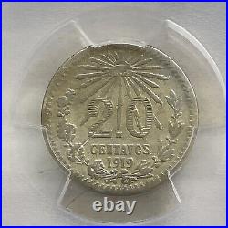 1919-M Mexico 20 Centavos Silver Coin PCGS VF Details. 80% old spanish silver