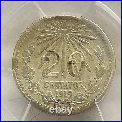 1919-M Mexico 20 Centavos Silver Coin PCGS VF Details. 80% old spanish silver