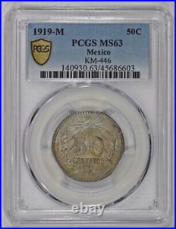 1919-M Mexico Silver 50 Centavos Coin PCGS MS63 KM# 446