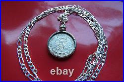 1920-1943 MEXICAN EAGLE SILVER 20c Pendant on a 26.925 Silver 2.5mm Link Chain