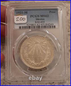 1921 Mexico Silver Peso Uncirculated PCGS MS62