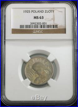 1925, Poland (2nd Republic). Beautiful Silver 1 Zloty Coin. NGC MS-63
