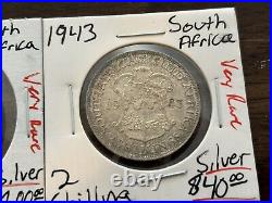 1929 South Africa 2 1/2 Schilling 1943 South Africa Beautiful Rare Silver Coins
