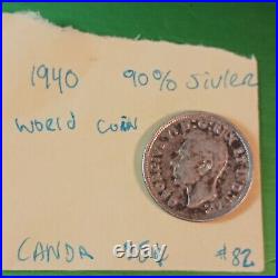 1940 Canada 25 Cents Coin CIR 90% Silver World? Coin Error DDR