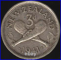 1941 New Zealand George VI Silver Threepence World Coins Pennies2Pounds