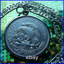 1947-1948 MEXICAN SILVER ONE PESO PENDANT on a 28.925 Sterling Silver Chain