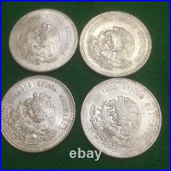 1948 Mexico CUAUHTEMOC CINCO 5 PESOS 90% Silver Lot Of 4 AU