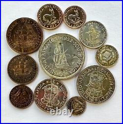 1952 South Africa Set of 11 Different Coins, Gold, Silver & Copper