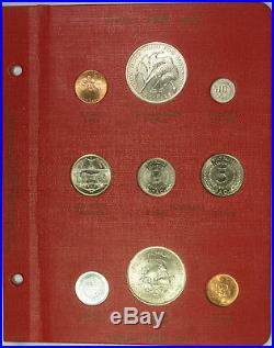 1964-1971 Complete RED FAO World 48-Coin Album With Silver/Proof Coins As Issued