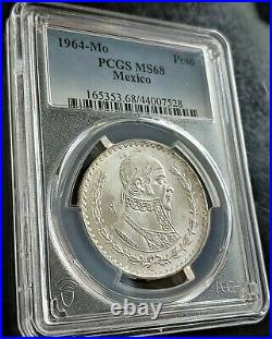 1964-mo Pcgs Ms68 Mexico Silver The Finest Of All Years In The Morales Design