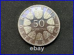 1966 Austria 50 Schilling Coin PROOF National Bank (Mintage 17K RARE) #N12