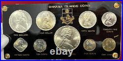 1966 BAHAMAS UK Queen Elizabeth II Shell Marlin 9 Coin Set 5 are Silver i104093