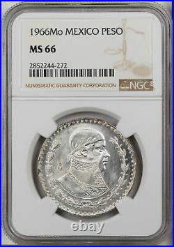 1966-mo Mexico 1 Peso Ngc Ms 66 Silver Only 8 Graded Higher