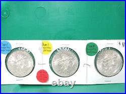 1968 Mexico Type I II & III Olympic 25 Pesos Silver Coins UNC Lot of 3 Q4H4