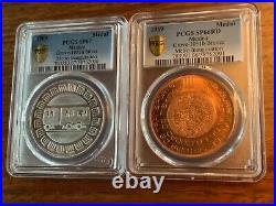 1969 Mexico SILVER & BRONZE Medals Metro Inaguration PCGS Grove Top Pop WOW