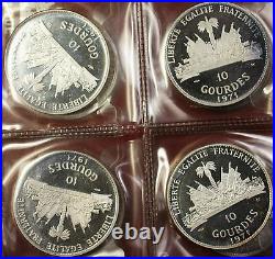 1971 Republic of Haiti Indian Chiefs 9 Fine Silver Coin Set Original Red Folder