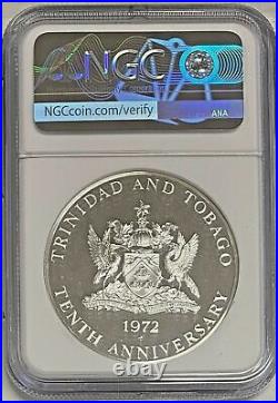 1972-FM Silver Trinidad & Tabago $10 NGC PF 67 Ultra Cameo, Low Mintage 26,000