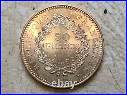 1976 France 50 Francs Silver Coin. 900 Silver Hercules GOLD TONED