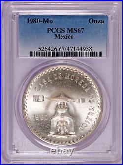 1980-Mo Mexico Silver Onza Coin PCGS MS 67