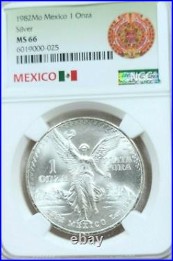 1982-Mo 1-ONCE MEXICO LIBERTAD WINGED-VICTORY KM# 494.1 NGC MS-66 HIGH-GRADES