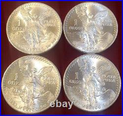 1983 Mexico LIBERTAD 1.0 oz. 999 Silver coins Total 4 coins