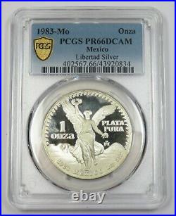 1983-Mo PCGS PR66DCAM 1 oz Libertad Onza Silver Mexico Coin Item #33518B