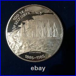 1985 Falkland Islands 100 Years Of Self Sufficiency Silver Proof 4.8 Troy Oz