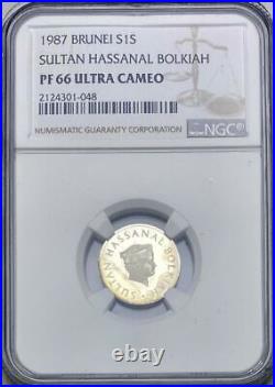 1987 Brunei Silver 1 Sen Ngc Pf 66 Ultra Cameo, Highest Recorded Grade, Mint 2k