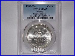1987-MO PCGS MS67 ONZA. 999 SILVER LIBERTAD Only 14 Coins Graded Higher