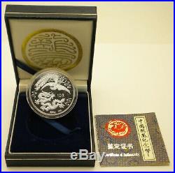1990 China 10 Yuan Dragon & Phoenix 1 oz. 999 Silver World Coin Proof Box & COA