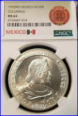 1992 Mexico Silver Christopher Columbus Anniversary Ngc Ms 64 Very Scarce Medal