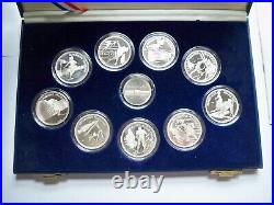 1992 XVI Winter Olympics Albertville 9 Coins Silver Proof Set with Case & COA