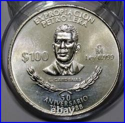 1998 MEXICO EXPROPIACION PETROLERA 100 PESOS SILVER COIN 1oz