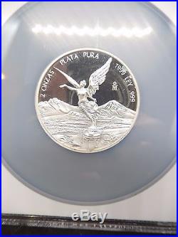 1999 Silver 2 oz Mexico Libertad Proof KEY DATE 280 Minted NGC PF 67 Ultra Cameo