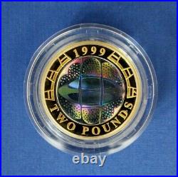 1999 Silver Piedfort Proof £2 coin Rugby World Cup in Case with COA