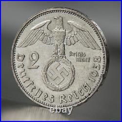 2 Reichsmark 1938 Lot 7 Silver Coins from All 7 German Mints Third Reich
