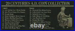 20 Coins from 20 Centuries Wood Box Set AD Silver & Bronze w COA