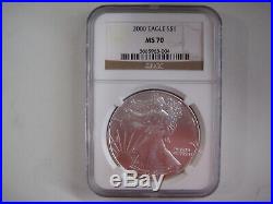 2000 Silver Eagle NGC graded MS70-VERY RARE-One of only 357 in the world-WOW
