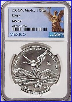 2003 Mexico Libertad 1 Oz. Silver Coin NGC MS67