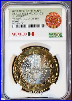 2006 Mexico Silver 100 Pesos Guanajuato Statue Of Hidalgo Ngc Ms 66 Top Pop