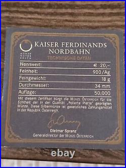 2007 20 Euro Silver Proof Kaiser Ferdinands Nordbahn Coin