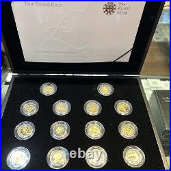 2008 United Kingdom 25th Anniversary 1 Pound Silver Proof Set 14 Coins
