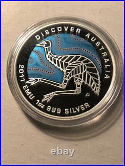 2011 Discover Austalia, Dream Series Emu 1 oz Silver Coin with Box and COA