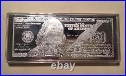 2011 SILVER FRANKLIN $100 Federal Reserve Note. 999 Fine Silver Proof 4oz WithBOX