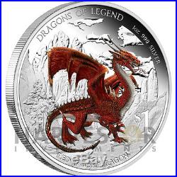 2012 Australian Dragons Of Legend Red Welsh Dragon First Coin Silver 1 Oz